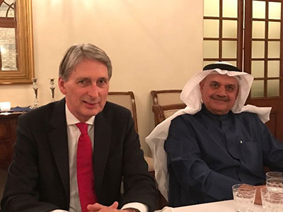 Faisal Al-Mutawa attends dinner at the British Ambassador’s residence with the British Chancellor of Exchequer Mr. Philip Hammond.